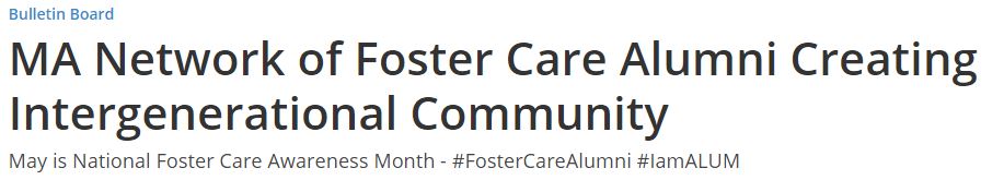 MA Network of Foster Care Alumni Creating Intergenerational Community